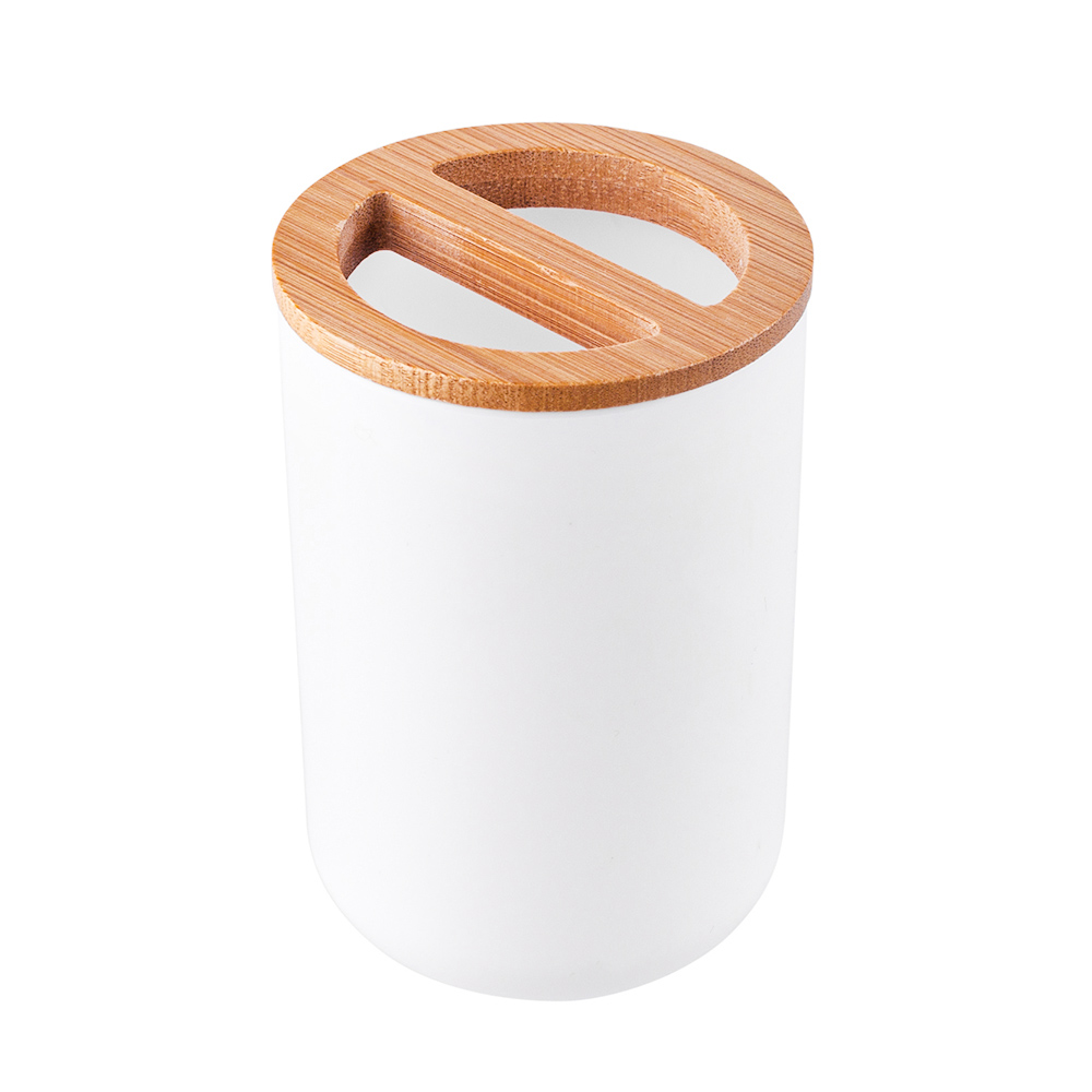 Držák na zubní kartáčky bílý - bambus plast - Altom Design