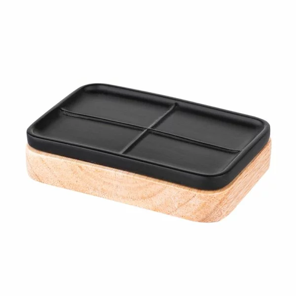 Volně stojící miska na mýdlo Altom Design černá, dřevo