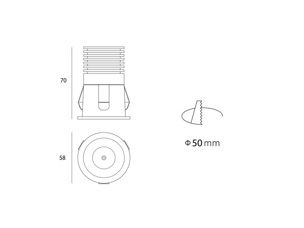 Svítidlo RAY S, B ZÁPUSTNÉ ČERNÉ - LED2 Lighting