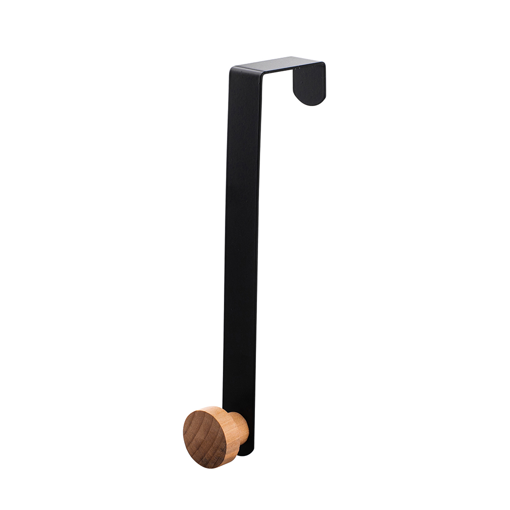 Černý kovový jednoduchý háček s bambusem 3x2,5x20cm Altom Design