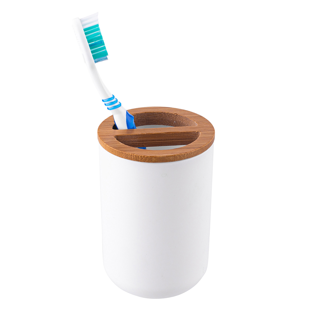 Držák na zubní kartáčky bílý - bambus plast - Altom Design