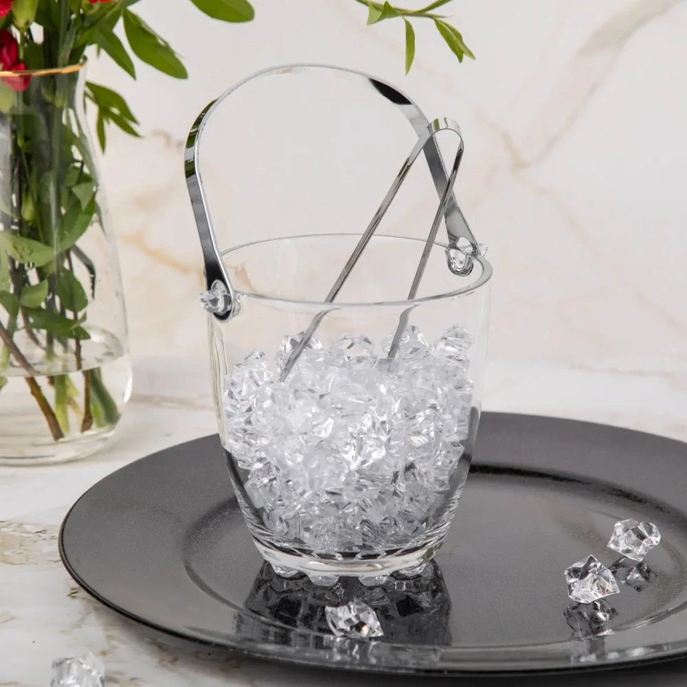 Skleněný kbelík na led s kovovým madlem a kleštěmi 880 ml – Altom Design