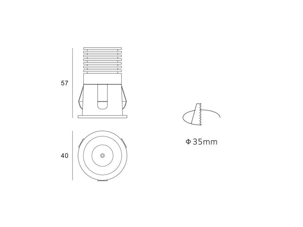 Svítidlo RAY XS, B ZÁPUSTNÉ ČERNÉ - LED2 Lighting