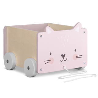 Malý úložný box Navaris pro hračky na kolečkách, kočička (26,4 x 20 x 25,8cm)